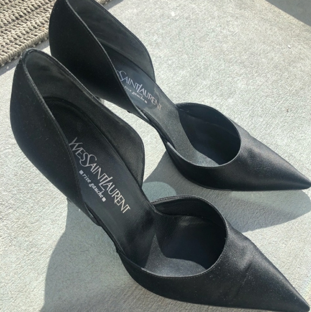 YSL Yves Saint Laurent black satin pumps - Picture 2 of 6